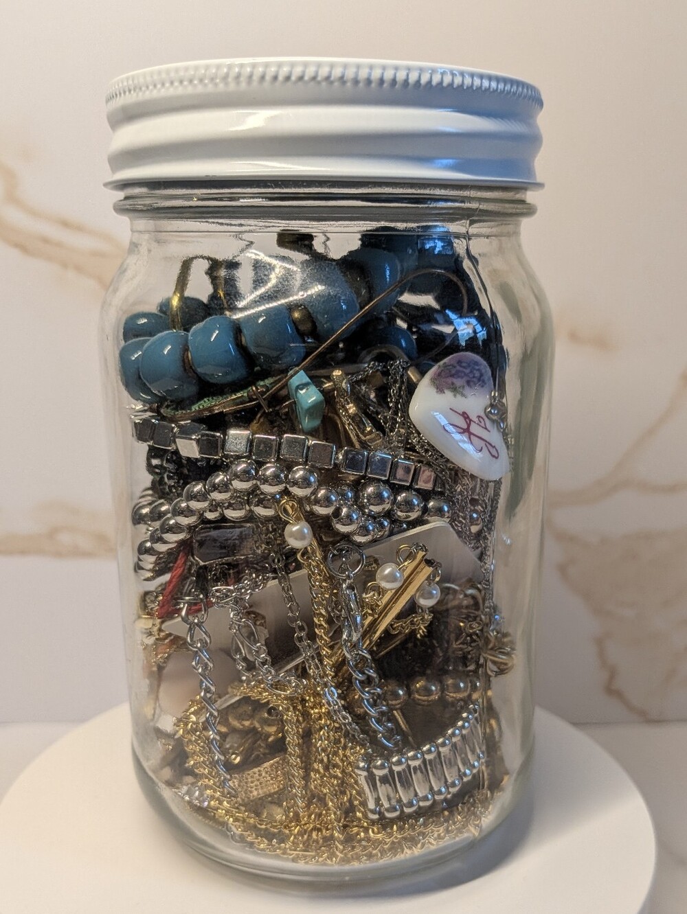 Mystery Jewelry Jar - Mix Of Gold And Silver Tone